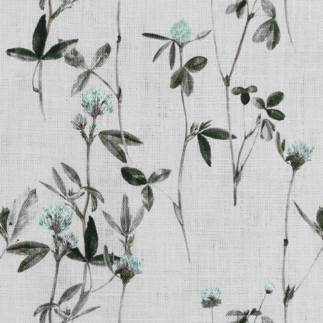 Estelle Duck Egg - Curtain fabric with Light Blue and Green floral print