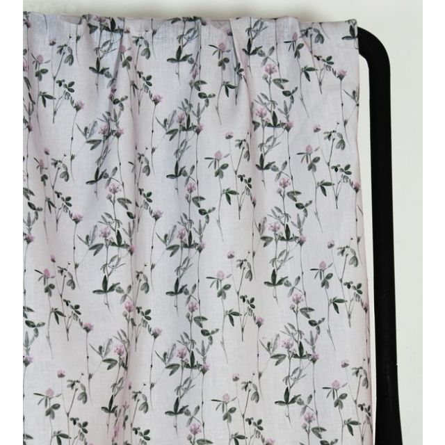 Estelle Powder Rose - Curtain fabric with Pink and Green floral print