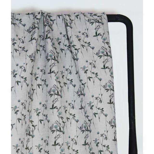 Esther Duck Egg - Natural fabric with Light Blue and Grey floral print