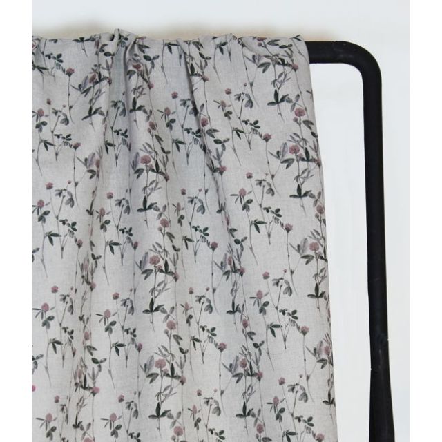 Esther Powder Rose - Natural fabric with Pink and Grey floral print