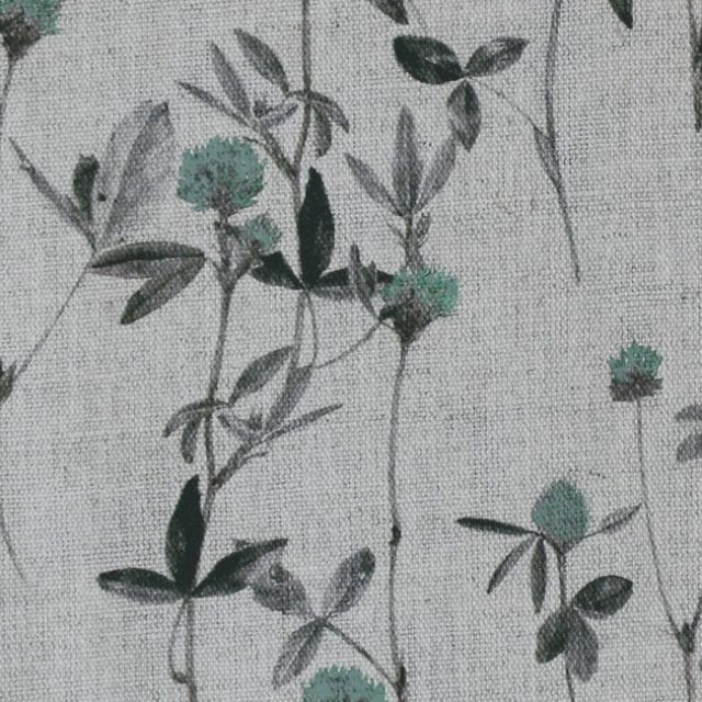 Esther Duck Egg - Natural fabric with Light Blue and Grey floral print