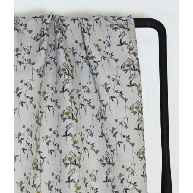 Esther Mustard - Natural fabric with yellow print