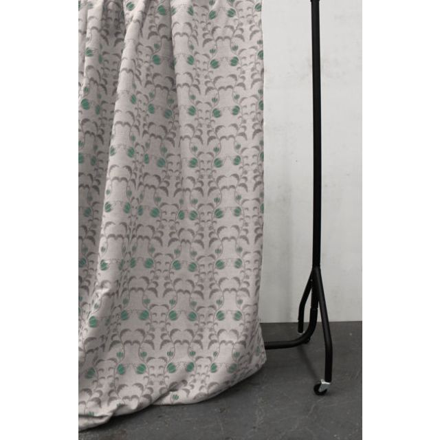 Dana Fern - Curtain fabric with green / grey flower print