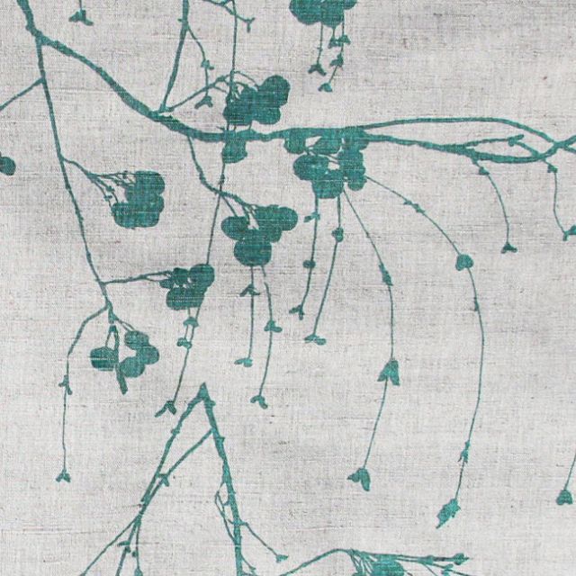 Berry Fern - Curtain fabric with Green Botanical print