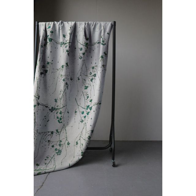 Berry Fern - Curtain fabric with Green Botanical print