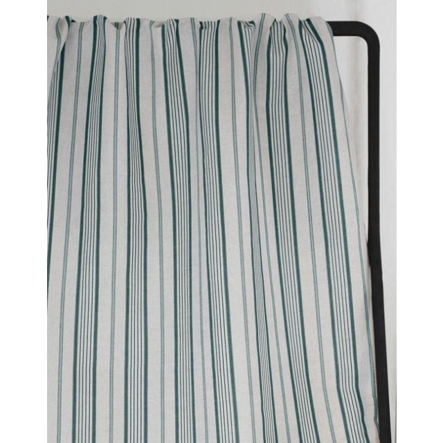 Freja Fern - Curtain fabric with Green stripes