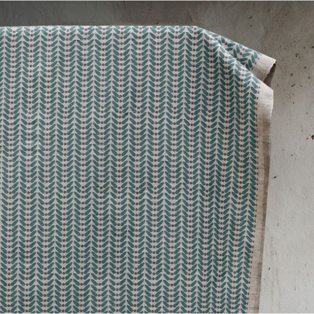 Hulda Fern - Fabric for curtains printed with Green and Grey