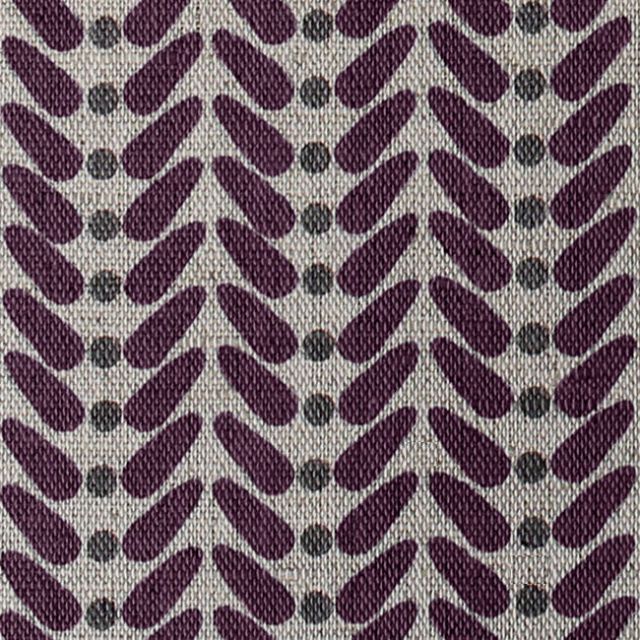 Hulda Grape - Fabric for curtains printed with Purple and Grey