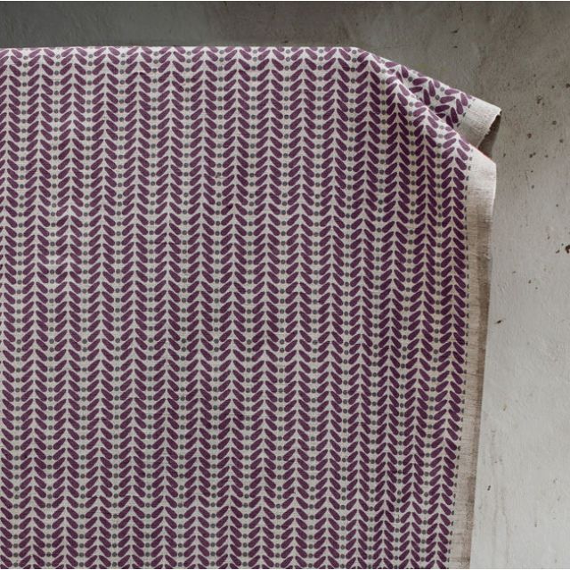Hulda Grape - Fabric for curtains printed with Purple and Grey