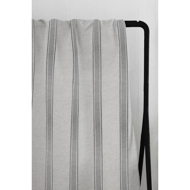 Bella Greige - Curtain fabric with Grey stripes