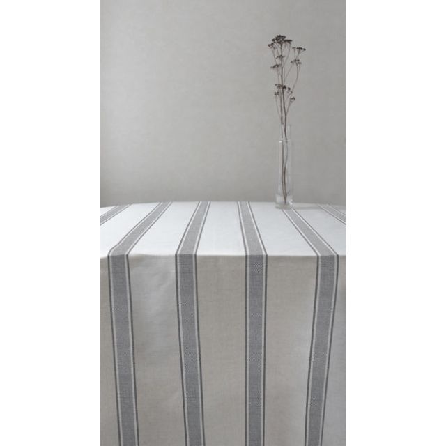 Bella Greige - Curtain fabric with Grey stripes
