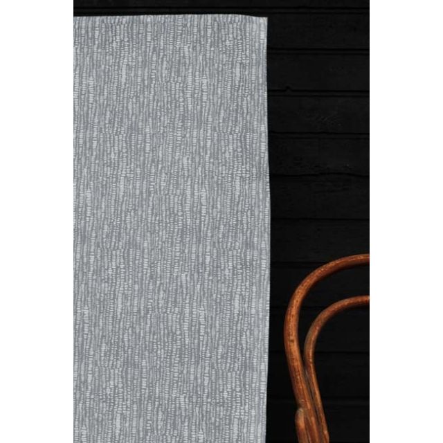 Dora-INV-WHT-Greige - White fabric with Grey Abstract Print, 100% Linen