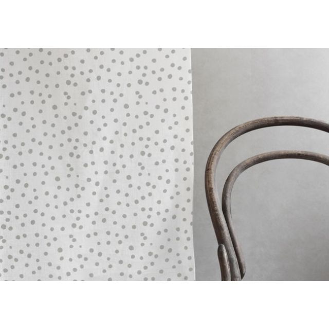 Dottie Greige-WHT - Dotted fabric with Grey spots, 100% Linen