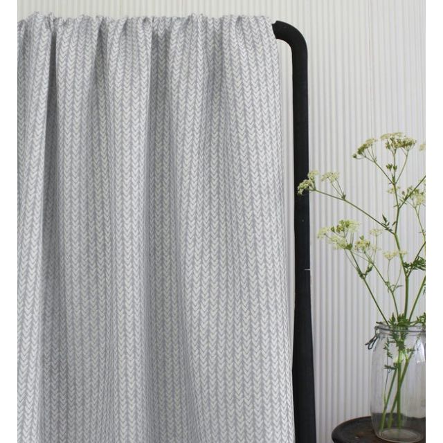 Fia Greige - Linen curtain fabric, abstract Grey pattern