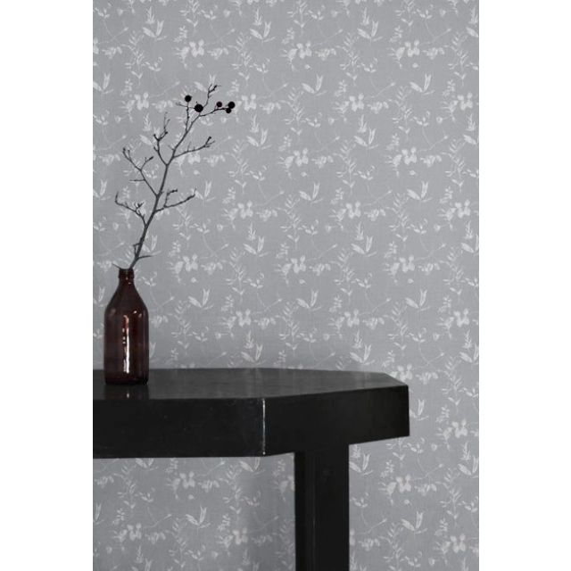 Flora Greige - Curtain fabric with Grey botanical print