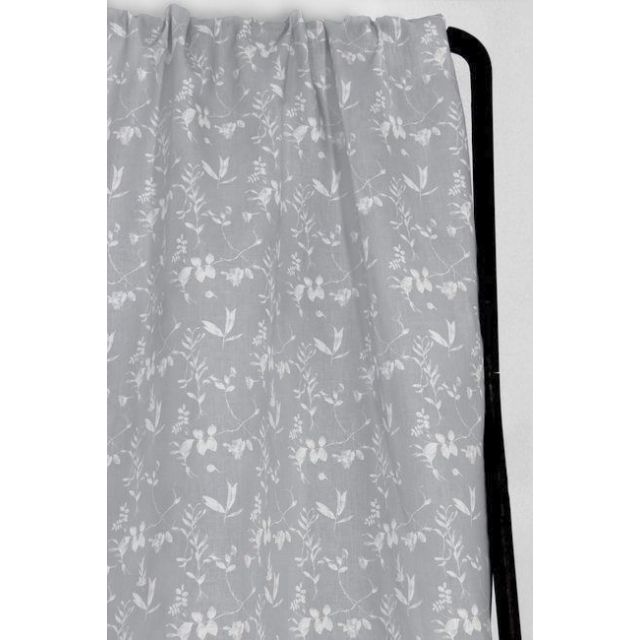 Flora Greige - Curtain fabric with Grey botanical print