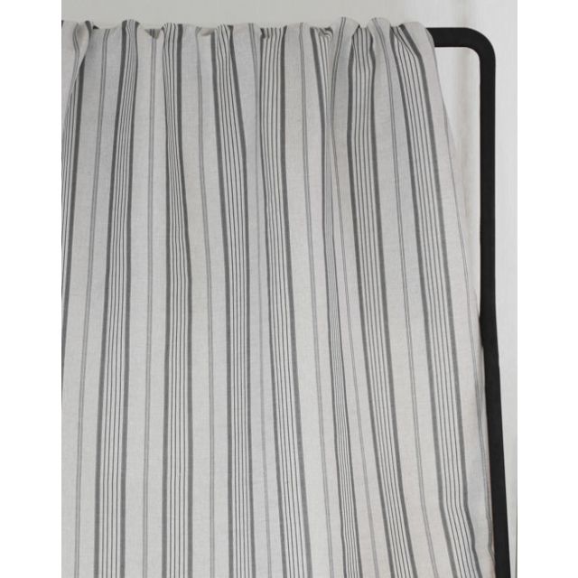 Freja Greige - Curtain fabric with Grey stripes