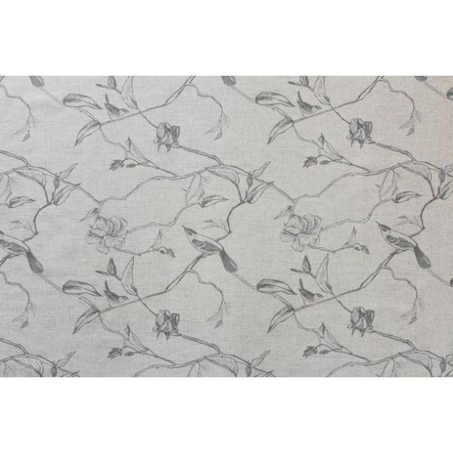 Gardenia Greige - Grey Botanical / bird pattern