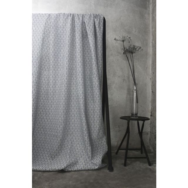 Ilva Greige - White linen fabric, Greige contemporary print