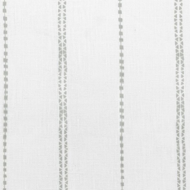 Inga Greige - White fabric with Grey decorative stripes, 100% Linen