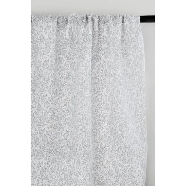 Lisbell Greige-WHT - White linen fabric with Grey botanical print