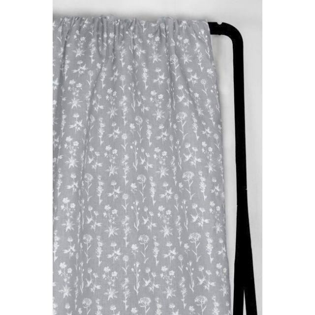 Madelin Greige - Curtain fabric with Grey floral print