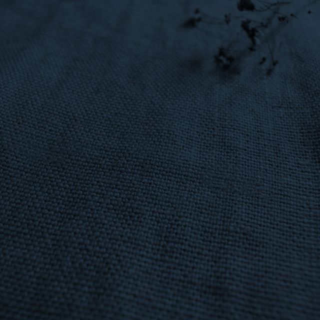 Greta Midnight -Dark Blue Navy Linen Upholstery Fabric - Heavy Linen