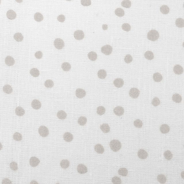 Dottie Grey Sand-WHT - Dotted fabric with Grey spots, 100% Linen