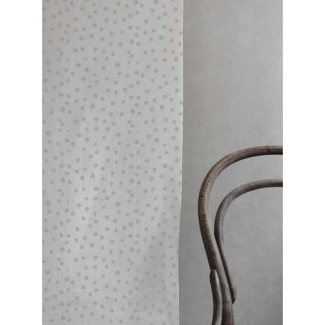 Dottie Grey Sand-WHT - Dotted fabric with Grey spots, 100% Linen