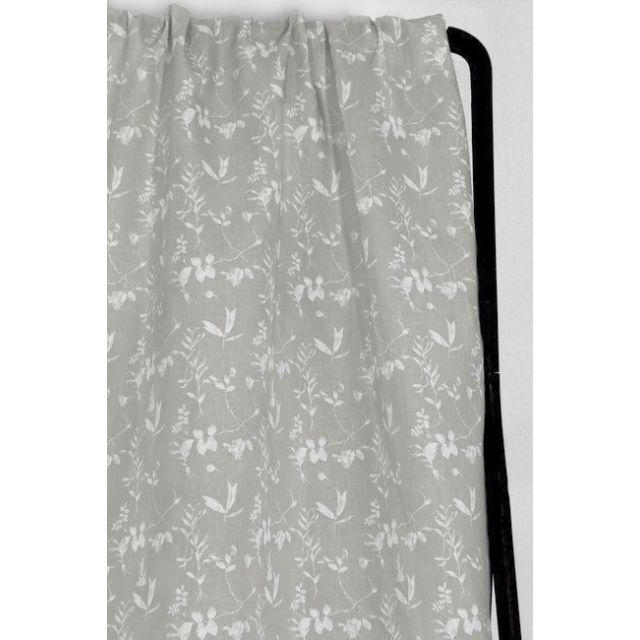 Flora Grey Sand - Curtain fabric with Grey botanical print