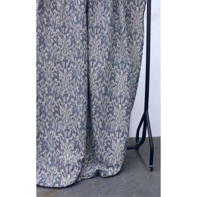 Hay Denim - Natural Linen Fabric with Blue botanical print