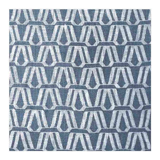 Ilva Agate Blue- White linen fabric, Blue contemporary print