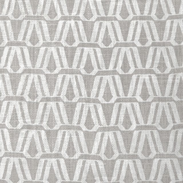 Ilva Grey Sand - White linen fabric, Grey Sand contemporary print