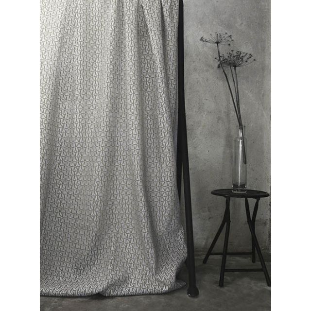 Ilva Grey Sand - White linen fabric, Grey Sand contemporary print