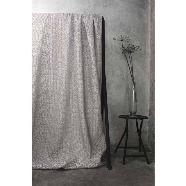 Ilva New Blush - White linen fabric, Pink contemporary print