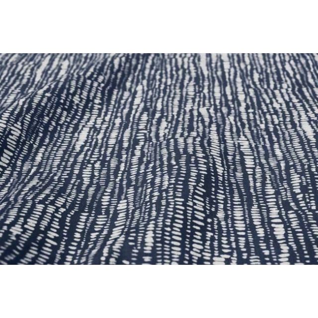Dora-INV-WHT-Ink - White fabric with Blue Print Abstract Print, 100% Linen