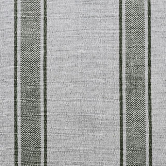 Bella Khaki - Curtain fabric with Green stripes