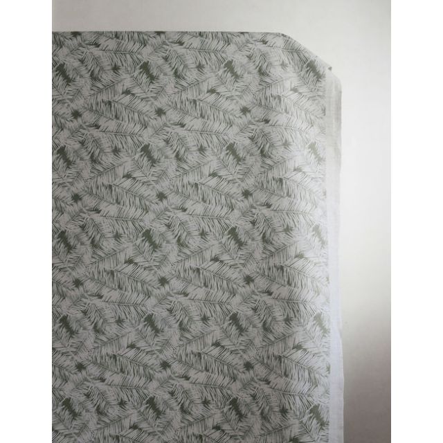 Gabi Khaki - Curtain fabric, Green botanical leaf pattern