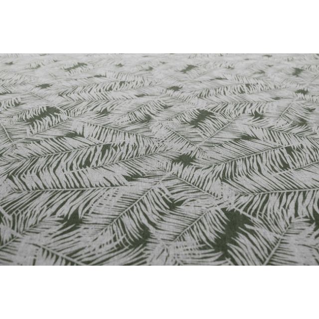 Gabi Khaki - Curtain fabric, Green botanical leaf pattern