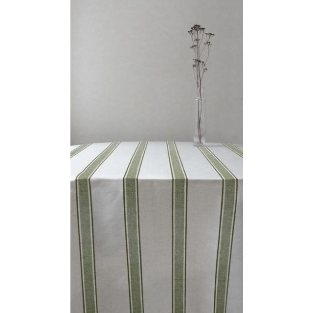 Bella Leaf - Curtain fabric with Green stripes