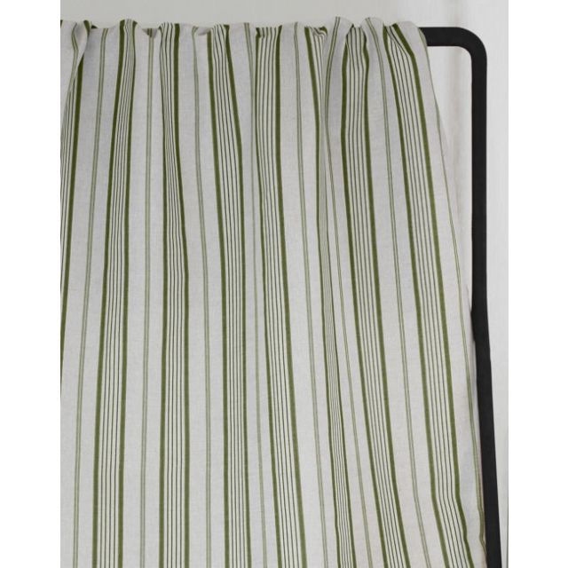 Freja Leaf - Curtain fabric with Green stripes