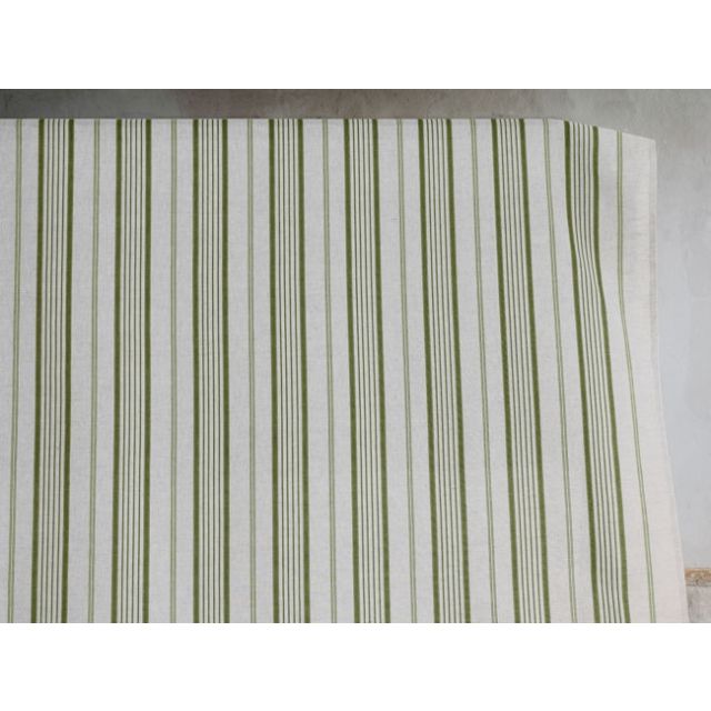 Freja Leaf - Curtain fabric with Green stripes