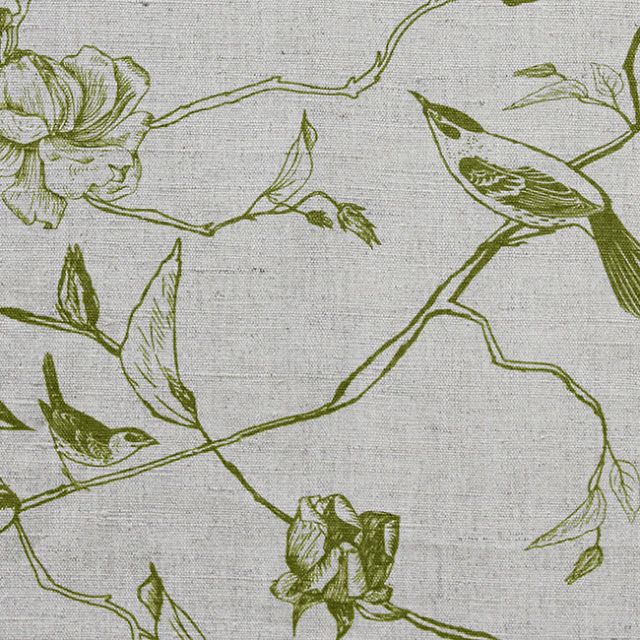 Gardenia Leaf - Green Botanical / bird pattern