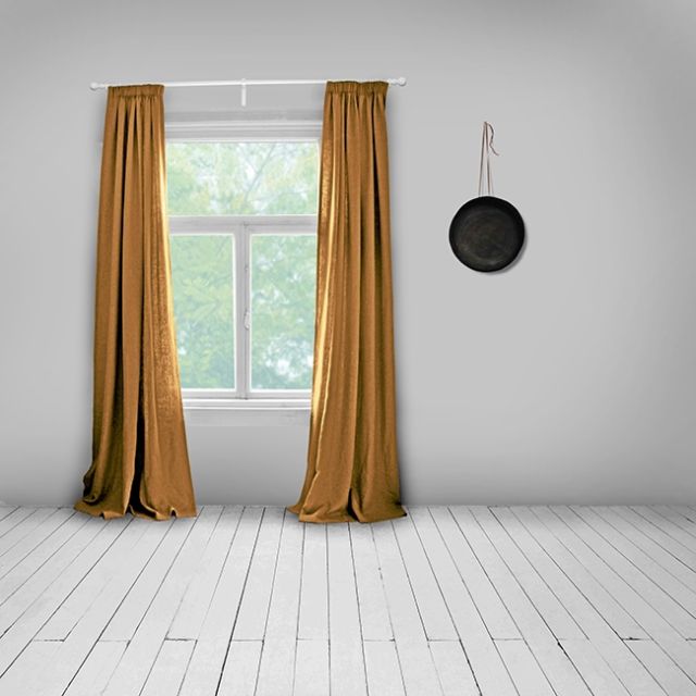 Linnea Dijon Mustard - Linen curtain fabric