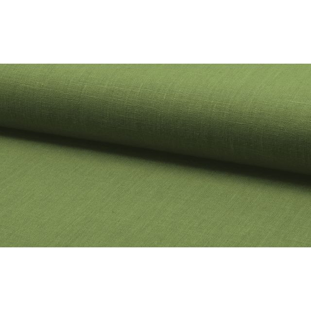 Linnea Ivy Green Linen Curtain Fabric 