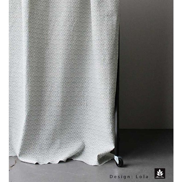 Lola Grey - White Linen Fabric printed with grey