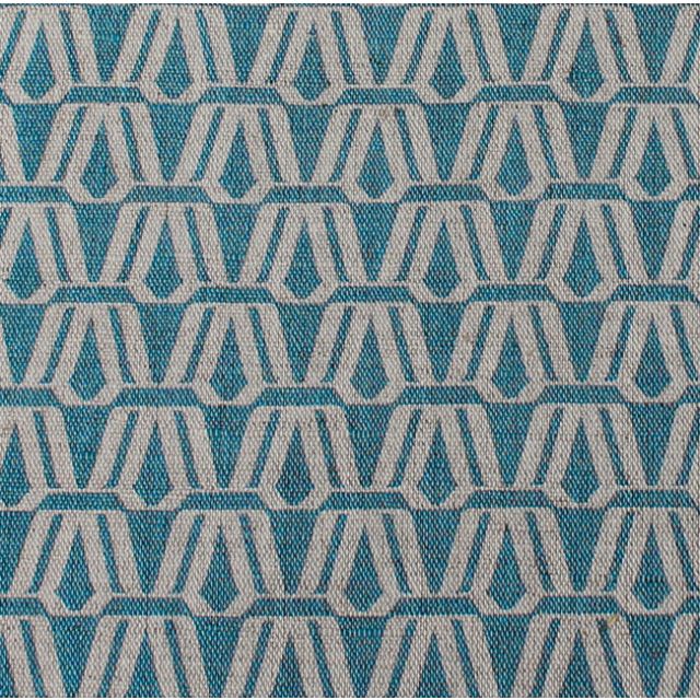 Elva Marine - Natural curtain fabric, Blue contemporary print