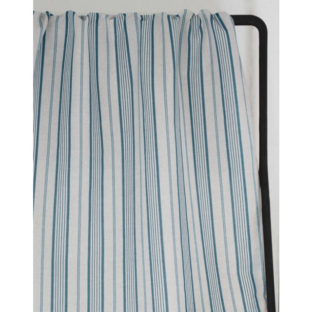 Freja Marine - Curtain fabric with Blue stripes