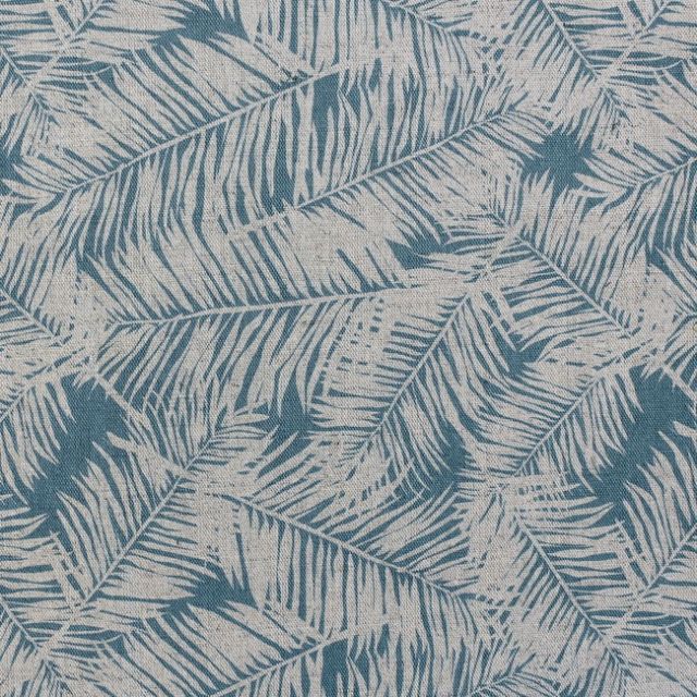 Gabi Marine - Curtain fabric, abstract Blue botanical leaf pattern