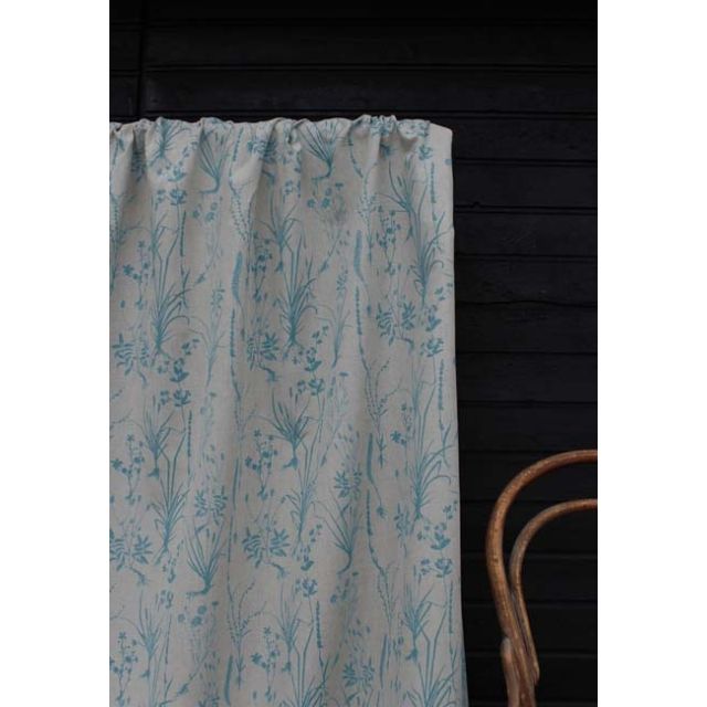 Iida Marine- Fabric for curtains, Blue Botanical Print